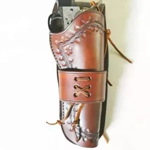 LEATHER HOLSTER GUN CASE WESTERN COWBOY HOLSTERS WITH LOOPS REVOLVER COVER - Picture 1 of 3