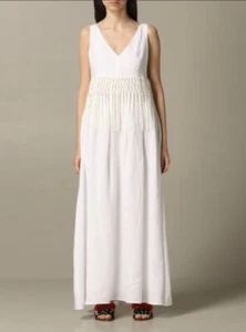 Fabiana Filippi linen dress with fringes size 14/L - Picture 1 of 19