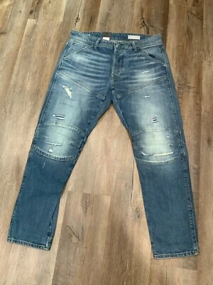 New G-Star Raw 5620 3D Slim Jeans Ripped Blue Faded $180 Sz 33 x 30 - Image 1 of 4