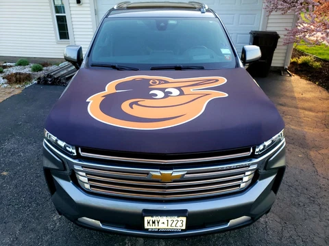 Baltimore Orioles Auto Hood Cover | Sports Flags | Hood Flags | MLB Sports Flags Cover