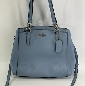 Coach Mineta Handbag Blue Carry All Satchel Crossbody Convertible Pockets Lined - Picture 1 of 18