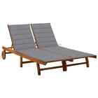 2-person Outdoor Sun Lounger With Cushion Garden Patio Chairs Solid Acacia Wood