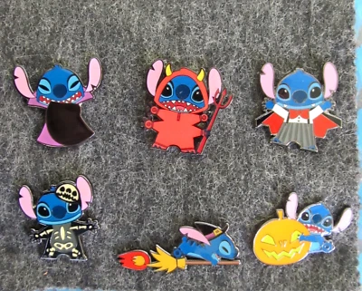 Полный комплект из 6 значков Disney Loungefly Stitch Halloween Blind Box Mystery 2020 - Изображение 1 из 4