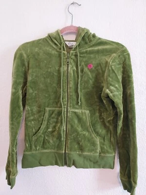 Chaqueta con capucha y cremallera completa Lilly Pulitzer XS verde oliva de terciopelo para mujer nueva sin etiquetas  Foto 1 de 4
