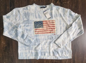Polo Ralph Lauren USA Flag Tie Dye Design Sweatshirt Women’s Size Large L - Picture 1 of 7