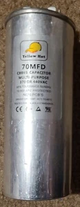 Condensador Sombrero Amarillo CBB65 70 MFD Multipropósito 370 o 440 VAC - Imagen 1 de 3