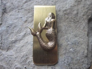 MERMAID GOLD PLATED BRASS MONEY CLIP - FATHER'S DAY - NAUTICAL - SEXY - TROPICAL - Picture 1 of 2