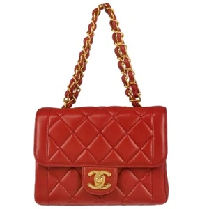 Chanel Red Lambskin Mini Classic Flap Handbag 185723 - Picture 1 of 11