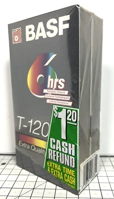 BASF: T-120 VHS 2-Pack Blank Video Tapes 6hr (SLP or EP) Sealed - Image 1 of 4