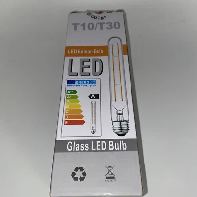 4-Lools T10/T30 Glass LED Edison Bulbs, Dimmable, Clear-New With Box! - Image 1 of 4