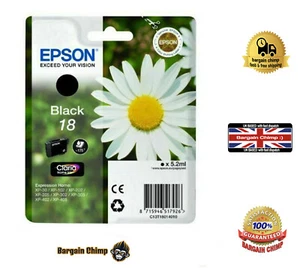 Cartucho de tinta de repuesto de inyección de tinta original Epson - negro 18 - Imagen 1 de 6