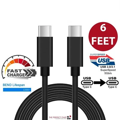 1 Pack 6FT USB-C to USB-C Cable Fast Charge Type C Charging Cord Charger Cable - Image 1 of 4