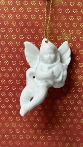Adorno de Navidad vintage de porcelana blanca ángel colgante vacaciones - Imagen 1 de 6