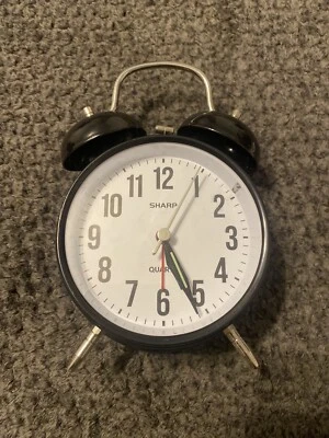 Sharp Twin Bell Loud Alarm Clock SPC 843 Back Light Black - Image 1 of 4