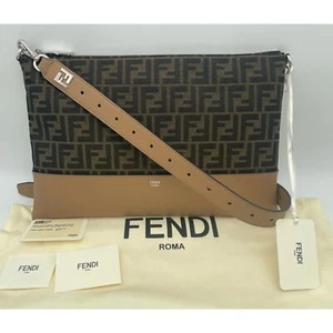NEW FENDI FF LOGO ZIP CLUTCH SHOULDER BAG NWT! - Picture 1 of 19