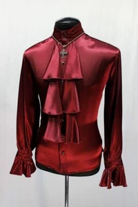 SHRINE LOUIS XIV GOTHIC VAMPIRE DRACULA STEAMPUNK RED SATIN VICTORIAN SHIRT - Picture 1 of 1