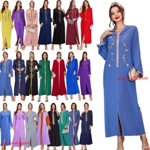 Muslim Women Long Maxi Dress Abaya Hooded Robe Dubai Arab Robe Islamic Casual - Bild 1 von 253