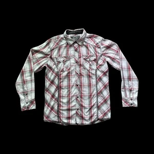 BKE langärmliges Hemd mit Schnalle kariert Perlendruckknopf Standard Passform Größe Large - Bild 1 von 7