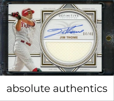 Colección de reliquias definitivas Topps 2022 Jim Thome automático/40 patio Foto 1 de 2