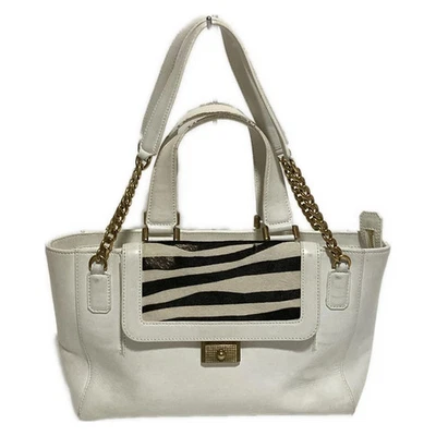 Auténtico JIMMY CHOO - Bolso de Hombro Blanco Crema Marrón Oscuro Cuero Becerro No Nacido Foto 1 de 4