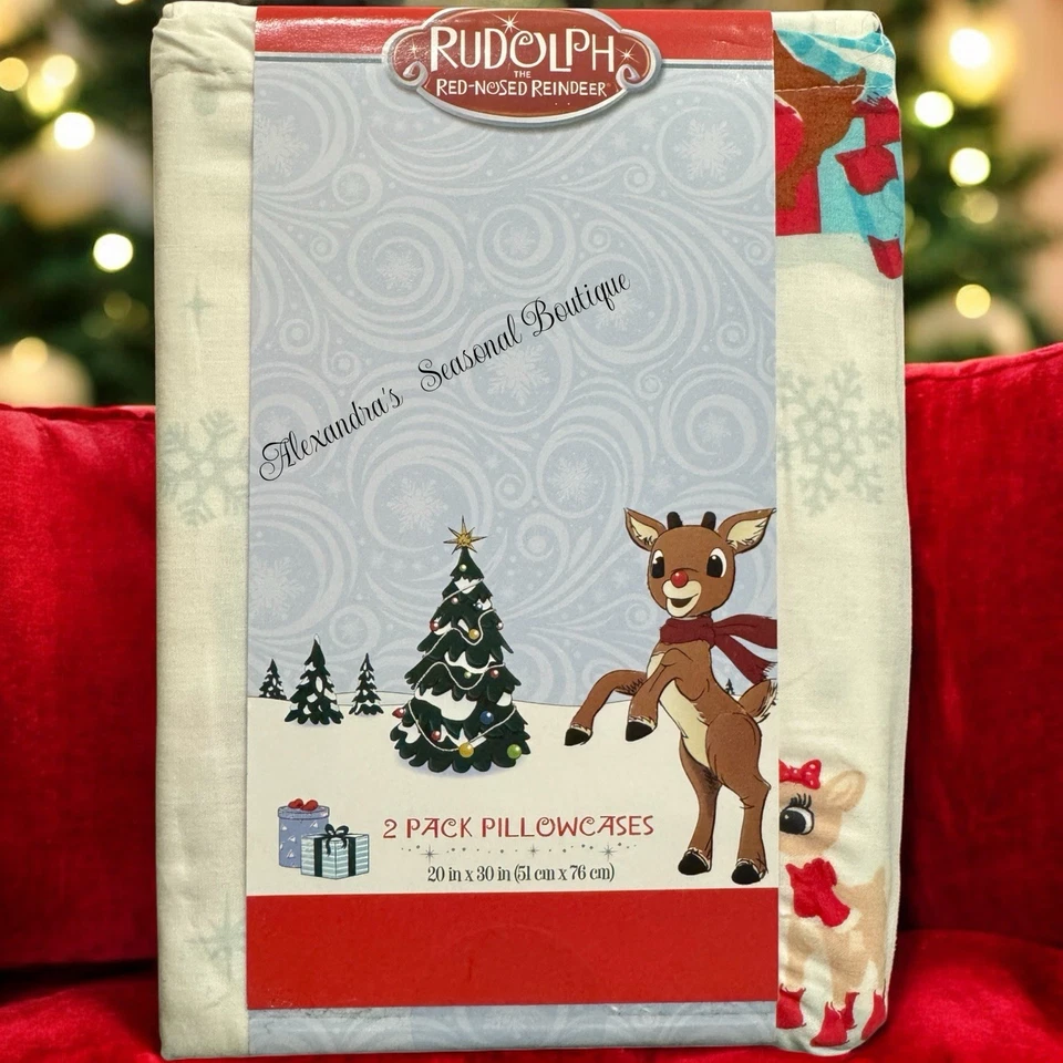 Rudolph The Red Nosed Reindeer Standard 2 Fronha Natal Algodão Novo - Imagem 1 de 4