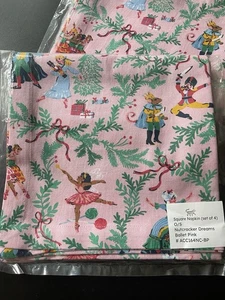 Print Fresh Nutcracker Dream Christmas Napkins 20”Square Rare Pink Dinner Napkin - Picture 1 of 7
