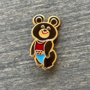 UdSSR 1980 Moskau Olympische Spiele Mischa der Bär Maskottchen Metall Vintage Souvenir Pin - Bild 1 von 7