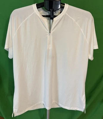 Lady Hagen Pure White Womens Zip UPF 50+ Short Sleeve Golf Polo Shirt XL NEW - Image 1 of 4