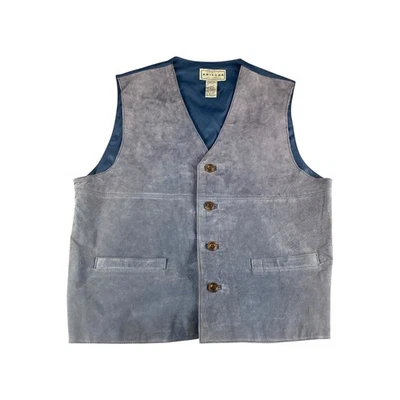 复古 The Original Arizona Jean Company 麂皮绒皮革背心蓝色中号男式 — 第 1/4 张图片