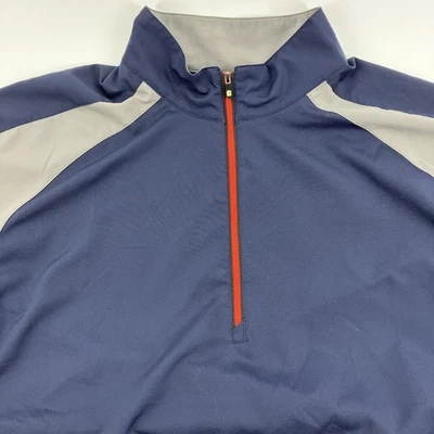 Chaqueta de Golf Footjoy Para Hombres 1/4 Cremallera Talla XL Azul Marino y Gris Muñeca Ajustable, Bolsillos con Cremallera Foto 1 de 4