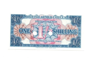 1 SHILLING UNC CANCELLED MILITARY NOTE  FROM BRITISH ARMED FORCES 1956  PICK-M26 - Picture 1 of 2