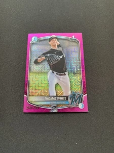 2025 THOMAS WHITE 1st Bowman Chrome Fuchsia Mojo Refractor Rookie RC #/299 - Picture 1 of 2