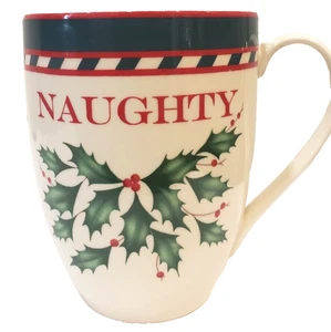 Vintage Lenox Naughty Christmas Mistletoe Ceramic Coffee Mug - Picture 1 of 10