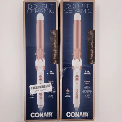 Conair Double Ceramic 1" Barrel Classic Curling Iron Set of 2 CD701GN *Used* - Image 1 of 4