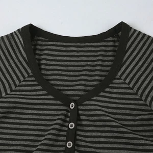 Classic Womens Slender Fitting Stripe Patterned T Shirt in Dark Grey Shade - Picture 1 of 24