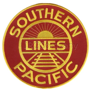 LARGE-SP Southern Pacific gold & red embroidered patch - Imagen 1 de 1