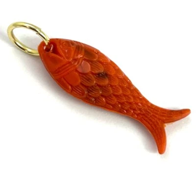 Fish Charm Necklace Pendant Orange Plastic Fish Jewelry For Women Gift Fishing - Image 1 of 4