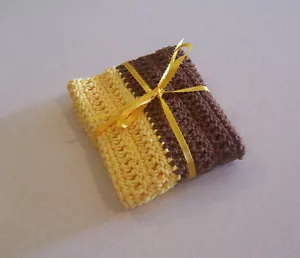 Hand Crocheted Sunflower Yellow & Brown Cotton Dishcloth - Picture 1 of 3