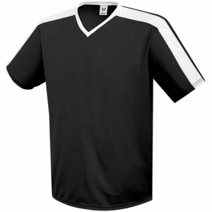 Soccer Jersey High Five MED Youth Black/White Wicking Genesis T-Shirt 322731 - Picture 1 of 4