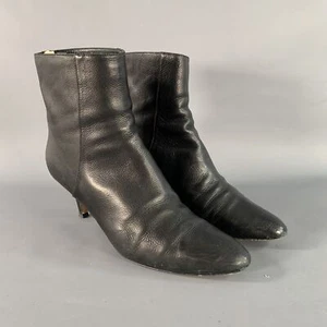 JIMMY CHOO Talla 8 Cuero Negro Piedra Grano Espalda Cremallera Botas - Imagen 1 de 7