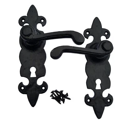 Black Antique Cast iron Door Handle Sets - Lock & Latch patterns available - Image 1 of 2