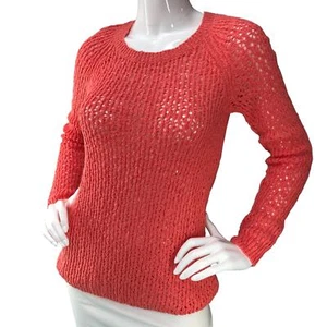 Tommy Bahama Womens Size XS Sweater Open Knit Causal Cozy Coral Pink - Picture 1 of 17