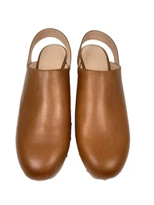 Zoccoli convertibili J.CREW in pelle marrone grazia suola in legno BA188 taglia 11 - Foto 1 di 11