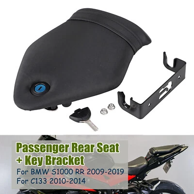 Almofada traseira preta para assento de passageiro e suporte de trava para BMW S1000RR C133 - Imagem 1 de 4