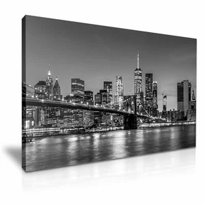 USA New York Manhattan Skyline Brooklyn Bridge Leinwand moderne Kunst ~ 5 Größen - Bild 1 von 7