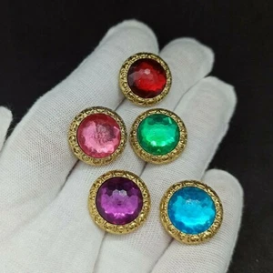 5 Authentic Vintage Buttons Medium Multi colors Goldtone Royal Statement Shirt - Picture 1 of 11