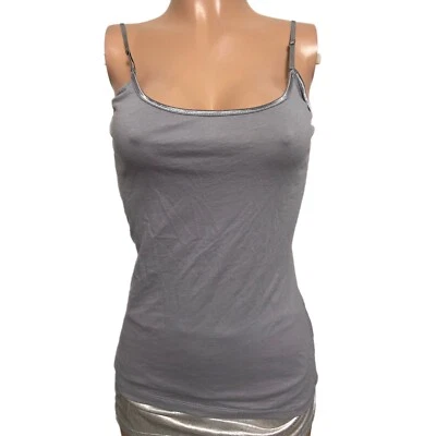 Camiseta sin mangas Y2K Vintage Tresics gris cami correas ajustables L algodón elástico Fairycore Foto 1 de 3
