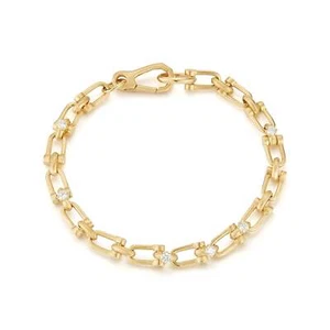 0.45ct Round Cut Lab Grown Diamond GIA VS1 10kt solid gold 6.5in chain bracelet - Picture 1 of 9