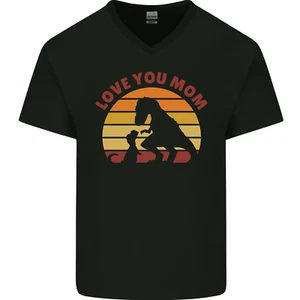 T-Rex Mom Mothers Day Dinosaur Mens V-Neck Cotton T-Shirt - Picture 1 of 3