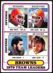 1980 Topps Team Checklist Mike Pruitt Dave Logan Thom Darden Jerry Sherk #376 - Foto 1 di 2